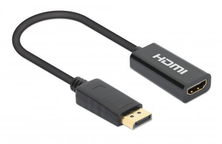 Manhattan DisplayPort 1.2 to HDMI Active Adapter, 4K@60Hz, 15cm, Male to Female, DP With Latch, Black, Not Bi-Directional, Three Year Warranty, Polybag Manhattan DisplayPort 1.2 to HDMI Active Adapter, 4K@60Hz, 15cm, Male to Female, DP With Latch, Black, Not Bi-Directional, Three Year Warranty, Polybag